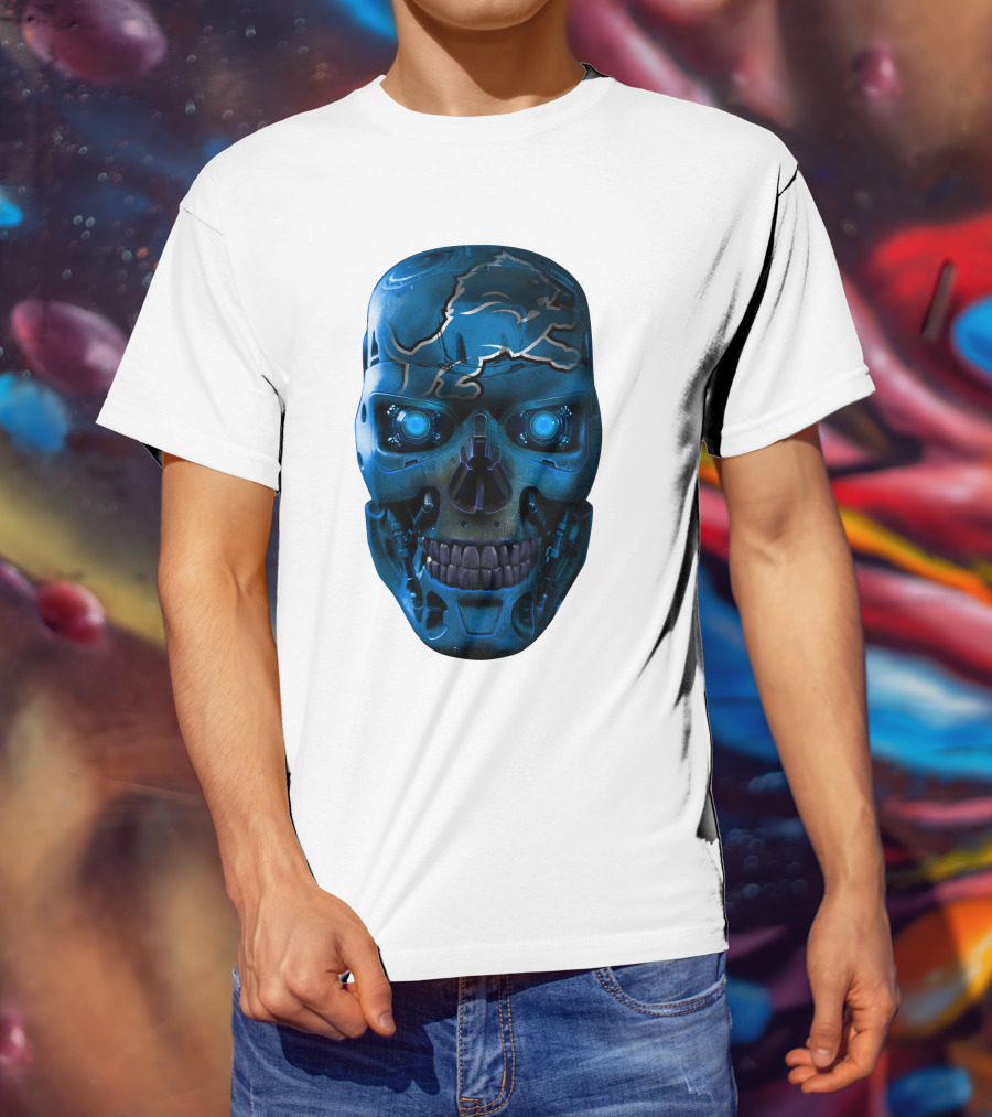 Detroit Lions Cyber Skull T-Shirt