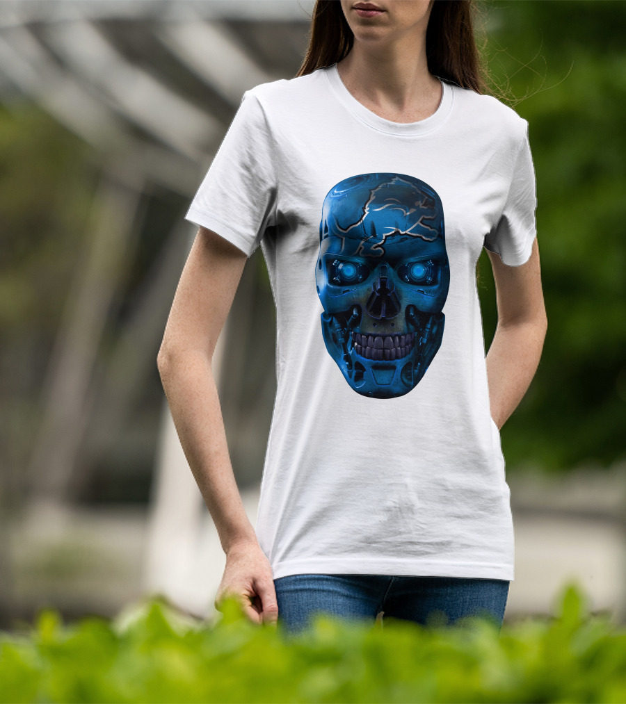 Detroit Lions Cyber Skull T-Shirt