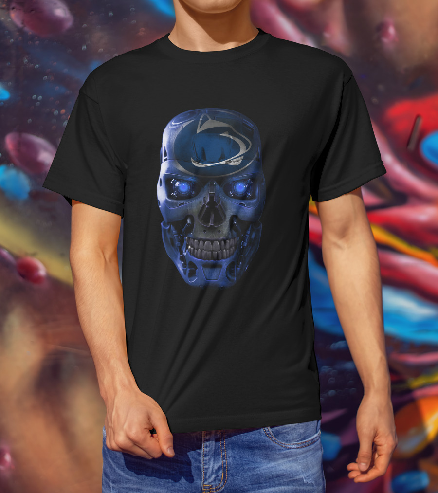 Penn State Nittany Lions Skull Cyberpunk Face T-Shirt