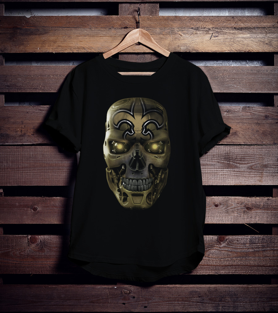 Skull Saints Futuristic Robot Emblem T-Shirt