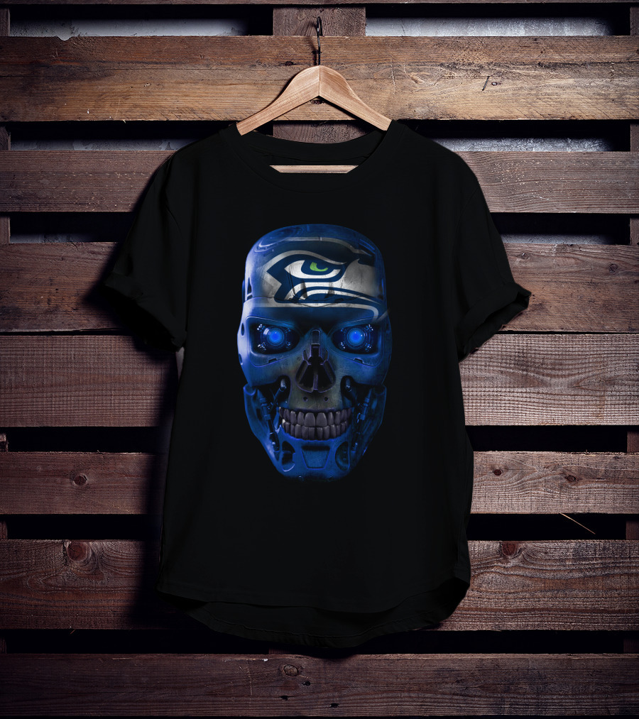 Seahawks Skull Robot Futuristic T-Shirt