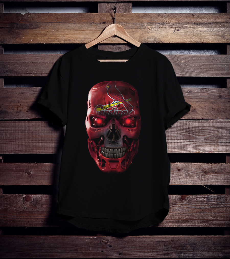 Skull STL Cardinals Red Robot Head T-Shirt