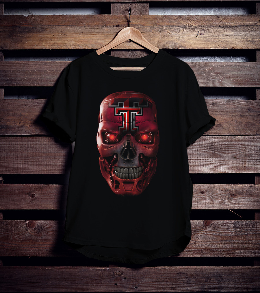 Texas Tech Red Raiders Skull Robotic Face T-Shirt