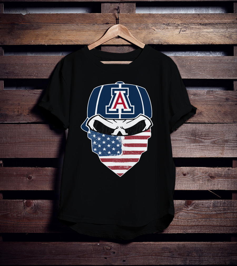Arizona Wildcats Skull American Flag Bandana T-Shirt