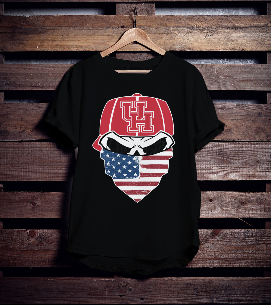 UH Houston Cougars Skull Bandana American Flag T-Shirt