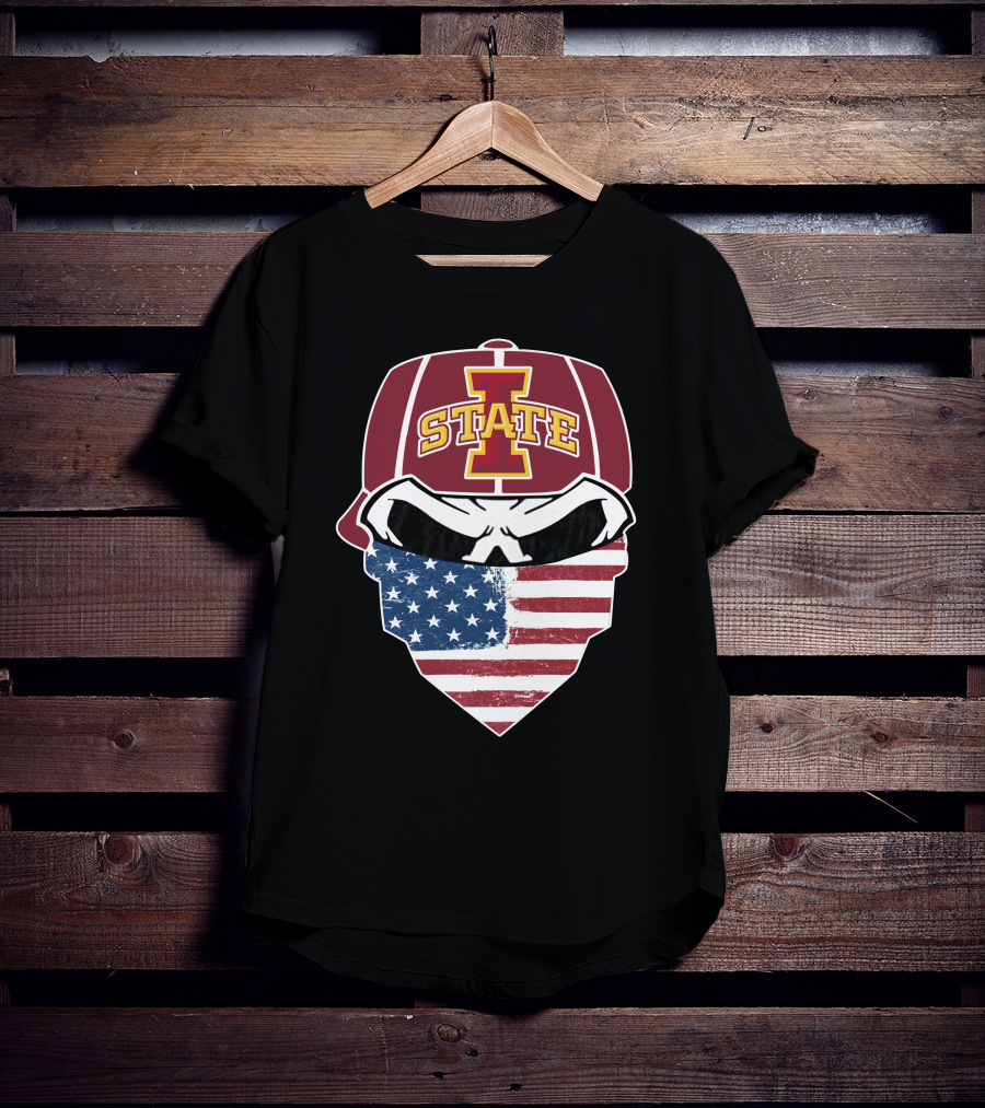 Iowa State Cyclones Skull American Flag Bandana T-Shirt