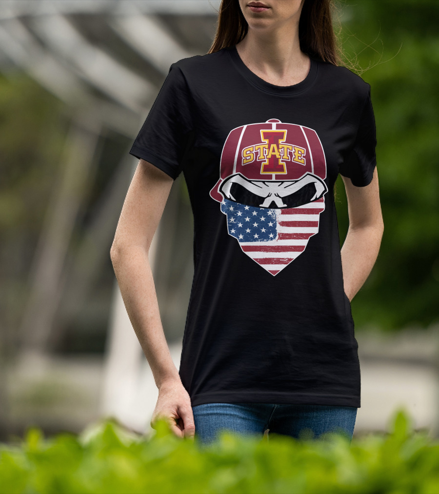 Iowa State Cyclones Skull American Flag Bandana T-Shirt