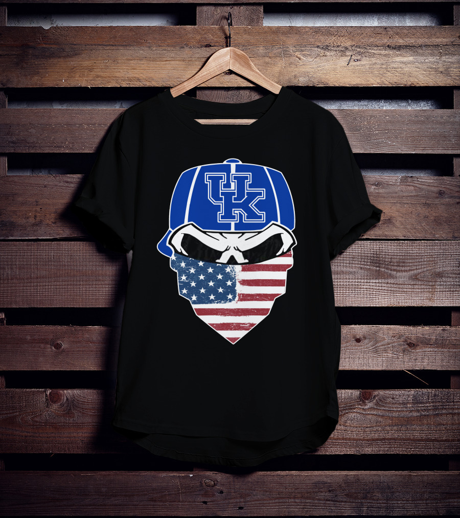 Kentucky Wildcats Skulls UK Flag Bandana Hat T-Shirt