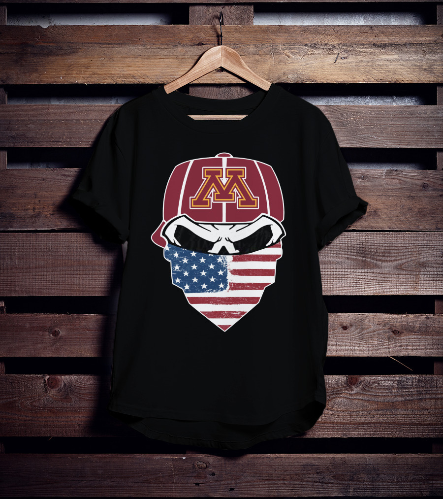 Minnesota Golden Skuls American Flag Skull Bandana M T-Shirt