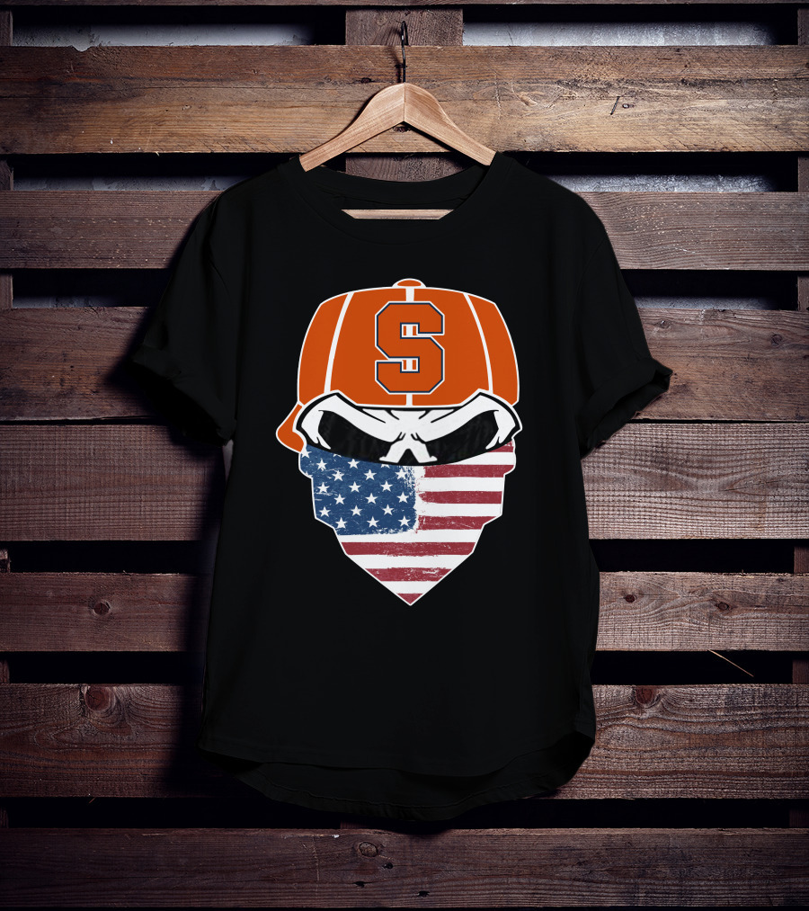 Syracuse Orange Skull American Flag T-Shirt