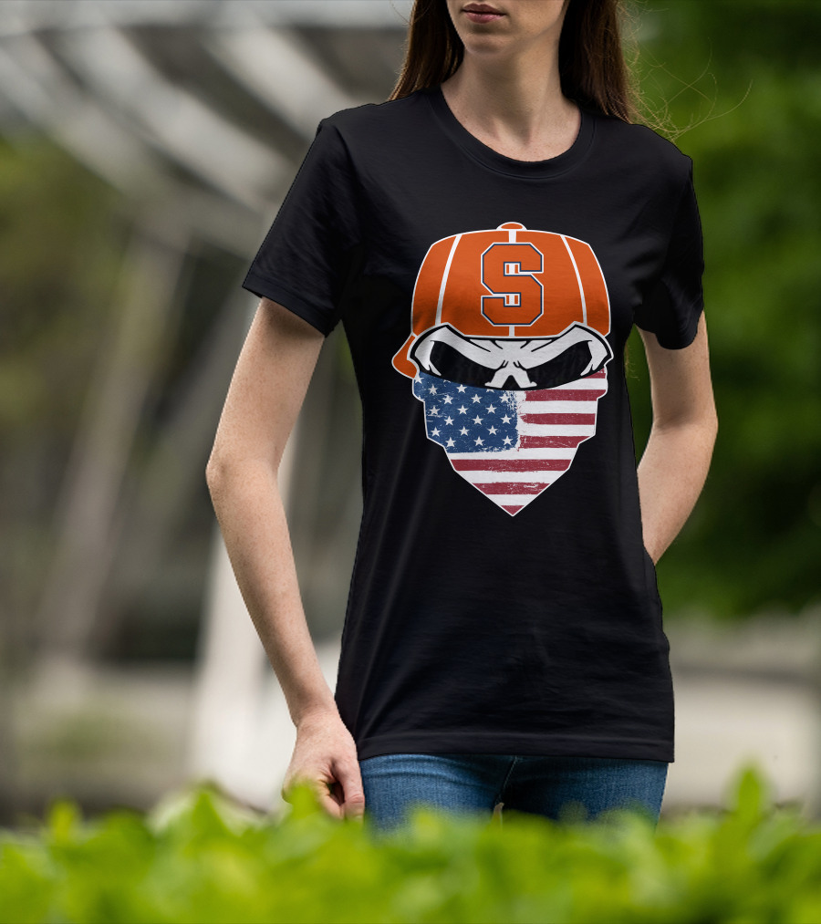 Syracuse Orange Skull American Flag T-Shirt