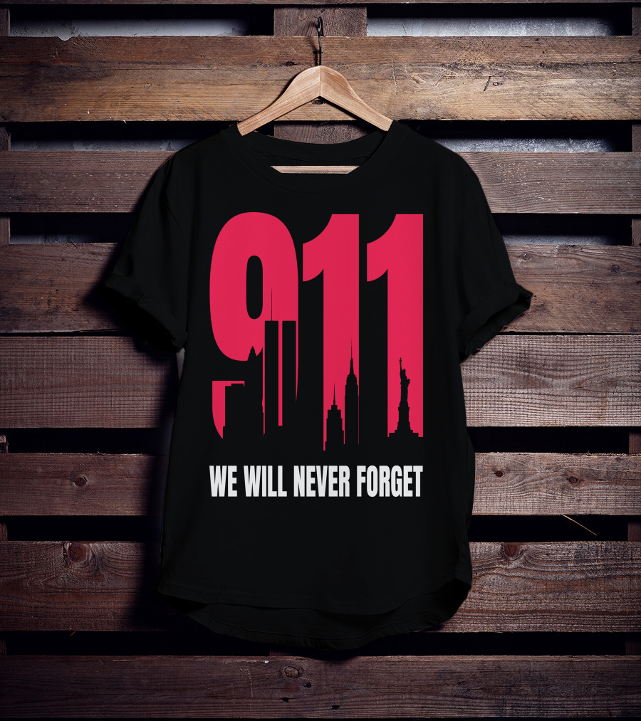 9.11 We Will Never Forget Patriot Day Skyline T-Shirt