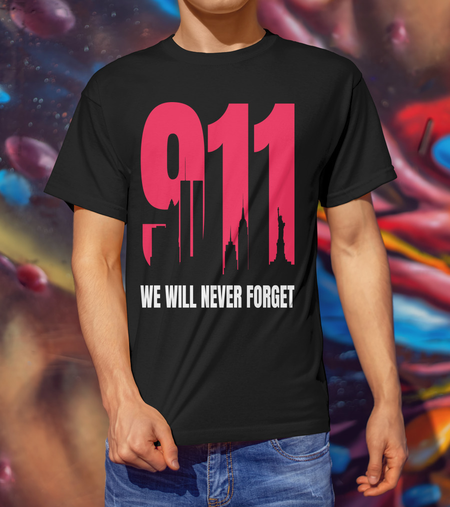 9.11 We Will Never Forget Patriot Day Skyline T-Shirt