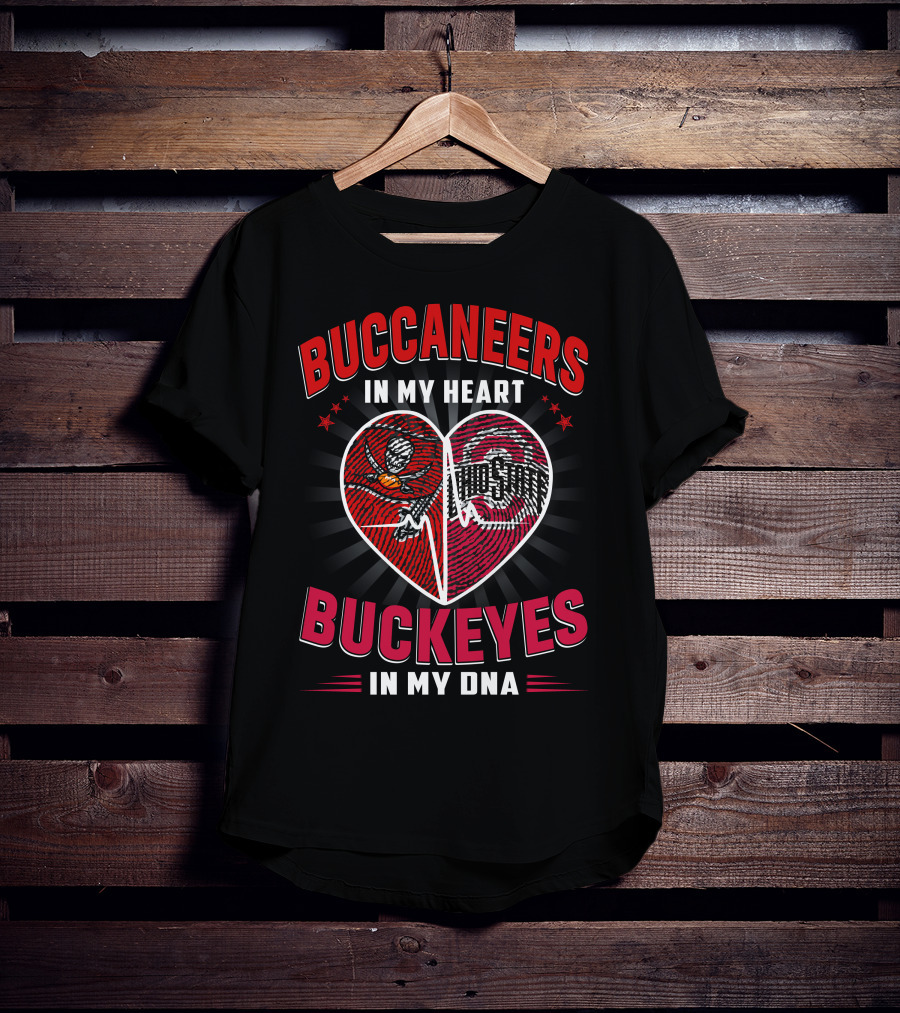 Buccaneers In My Heart Buckeyes In My Dna Heartbeat Split T-Shirt