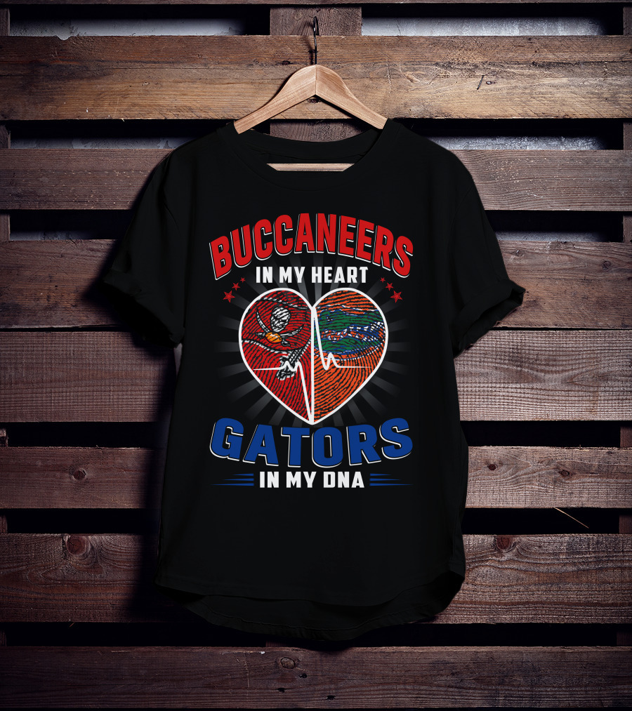 Buccaneers In My Heart Gators In My DNA Football Florida Passion T-Shirt