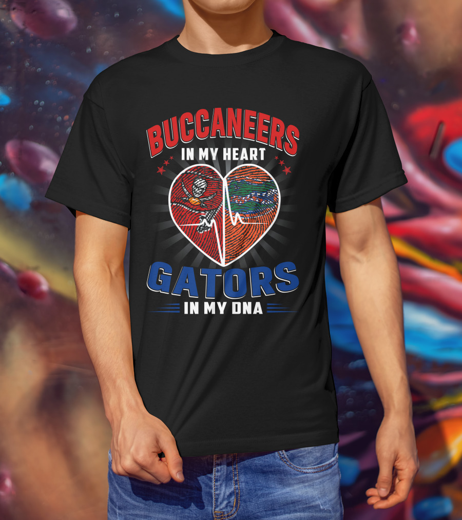 Buccaneers In My Heart Gators In My DNA Football Florida Passion T-Shirt