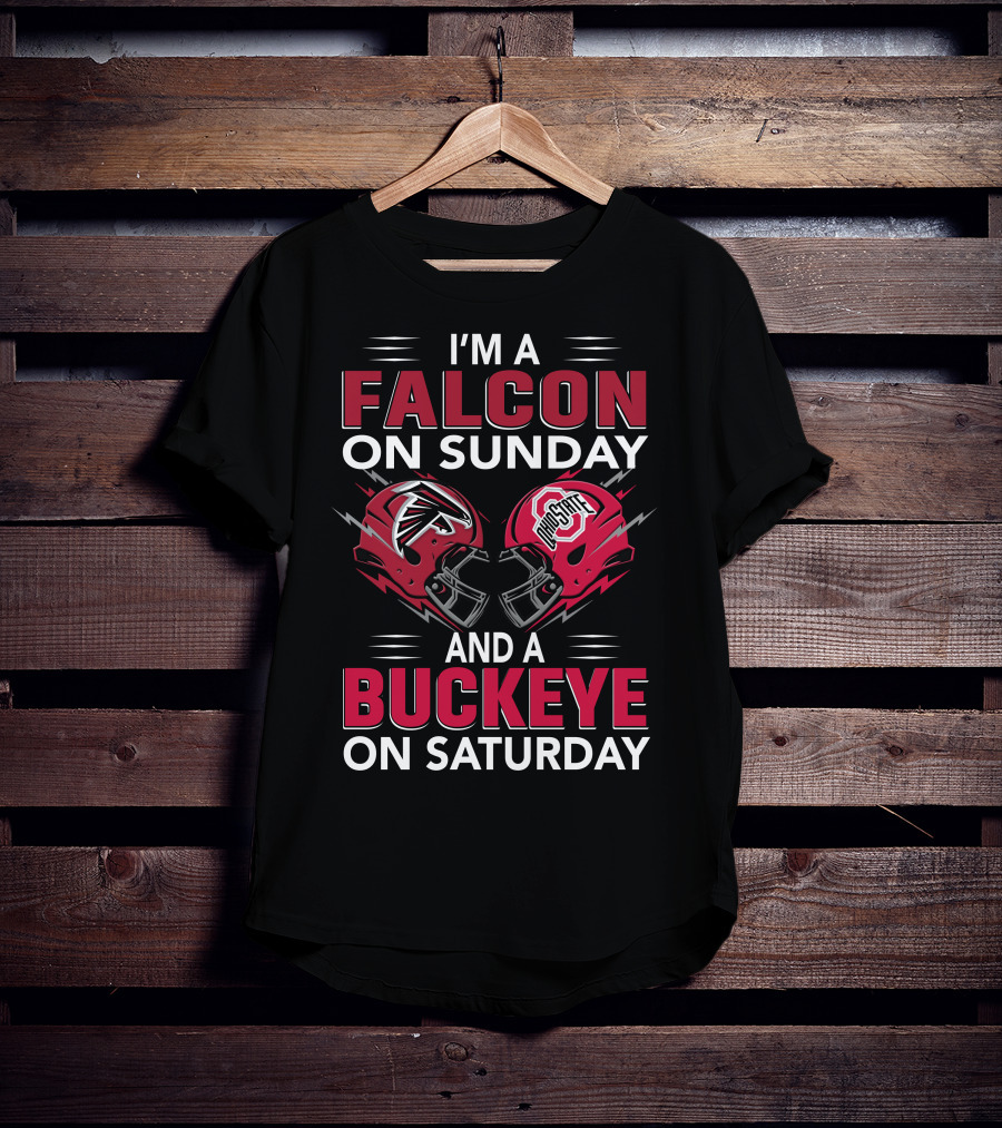 I'm A Falcon On Sunday And A Buckeye On Saturday Football Fan Helmet T-Shirt