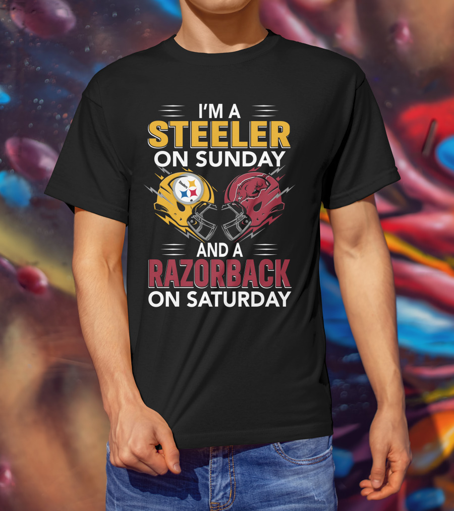 I'm A Steeler On Sunday And A Razorback On Saturday T-Shirt