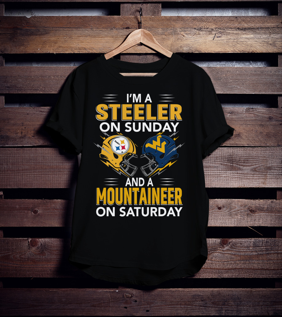 I'm A Steeler On Sunday And A Mountaineer On Saturday Football Helmets T-Shirt