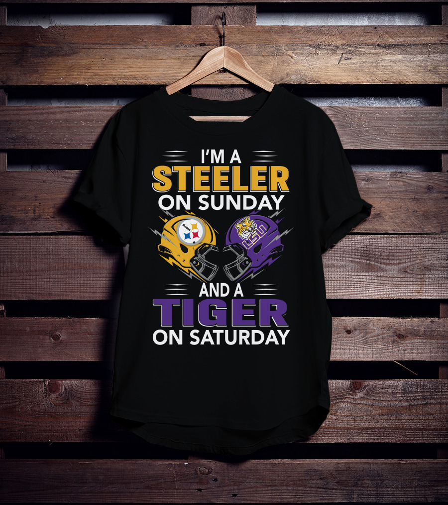 Steeler On Sunday And Tiger On Saturday Helmet T-Shirt