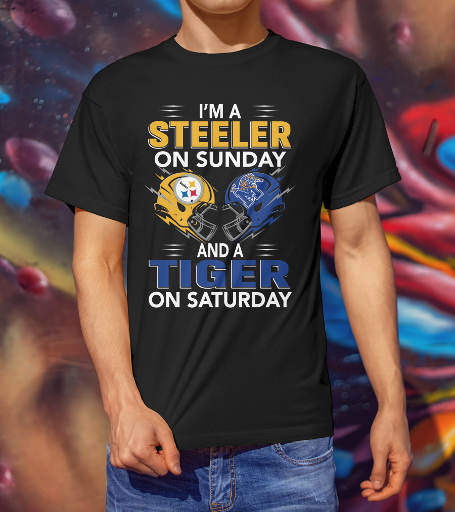 I'm A Steeler On Sunday And A Tiger On Saturday Football Helmets T-Shirt