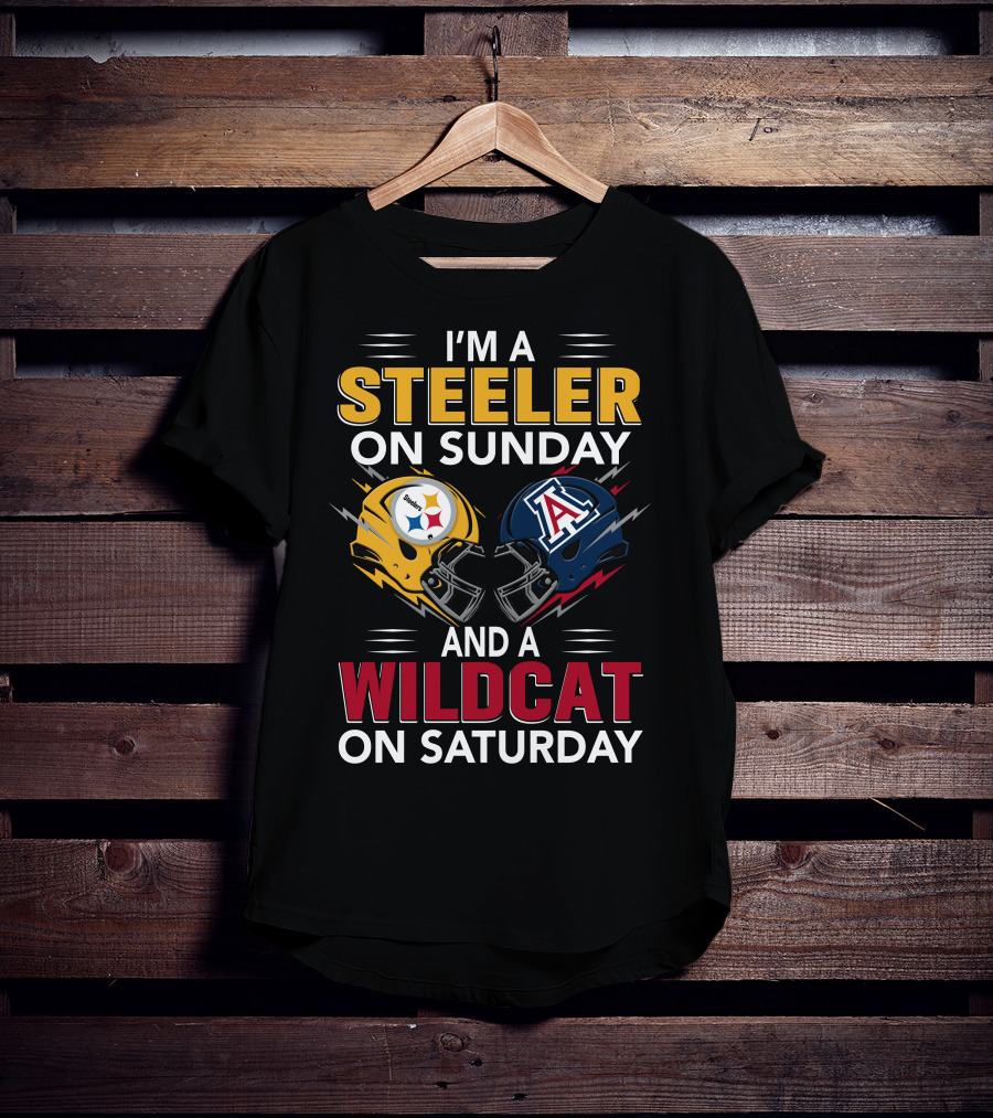 I'm A Steeler On Sunday And A Wildcat On Saturday Helmet Clash T-Shirt