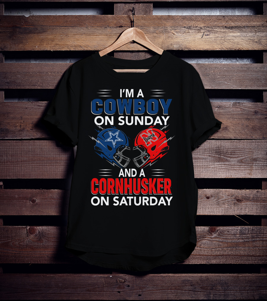 I'm A Cowboy On Sunday And A Cornhusker On Saturday Helmet Clash T-Shirt