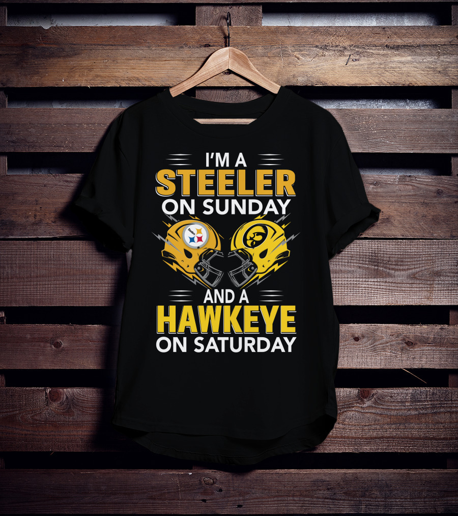 I'm A Steeler On Sunday And A Hawkeye On Saturday Helmet T-Shirt