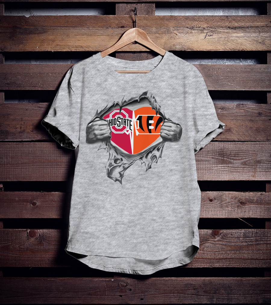 Ohio State Buckeyes Cincinnati Bengals Heart T-Shirt