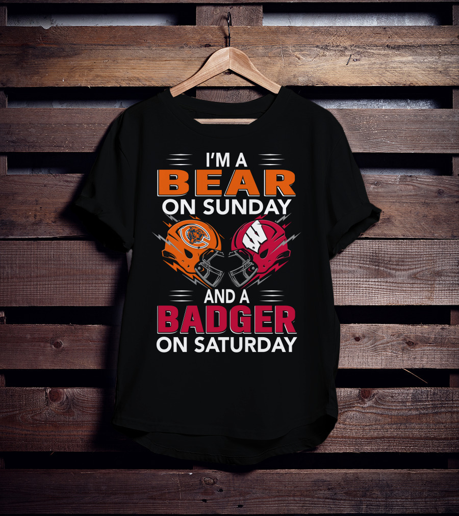 I'm A Bear On Sunday And A Badger On Saturday Football Helmets T-Shirt