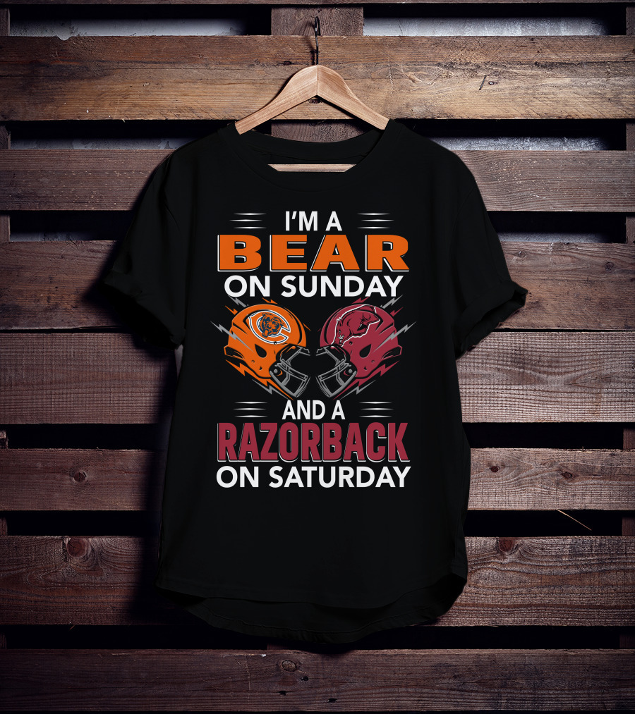 I'm A Bear On Sunday And A Razorback On Saturday Sports Football Helmets T-Shirt