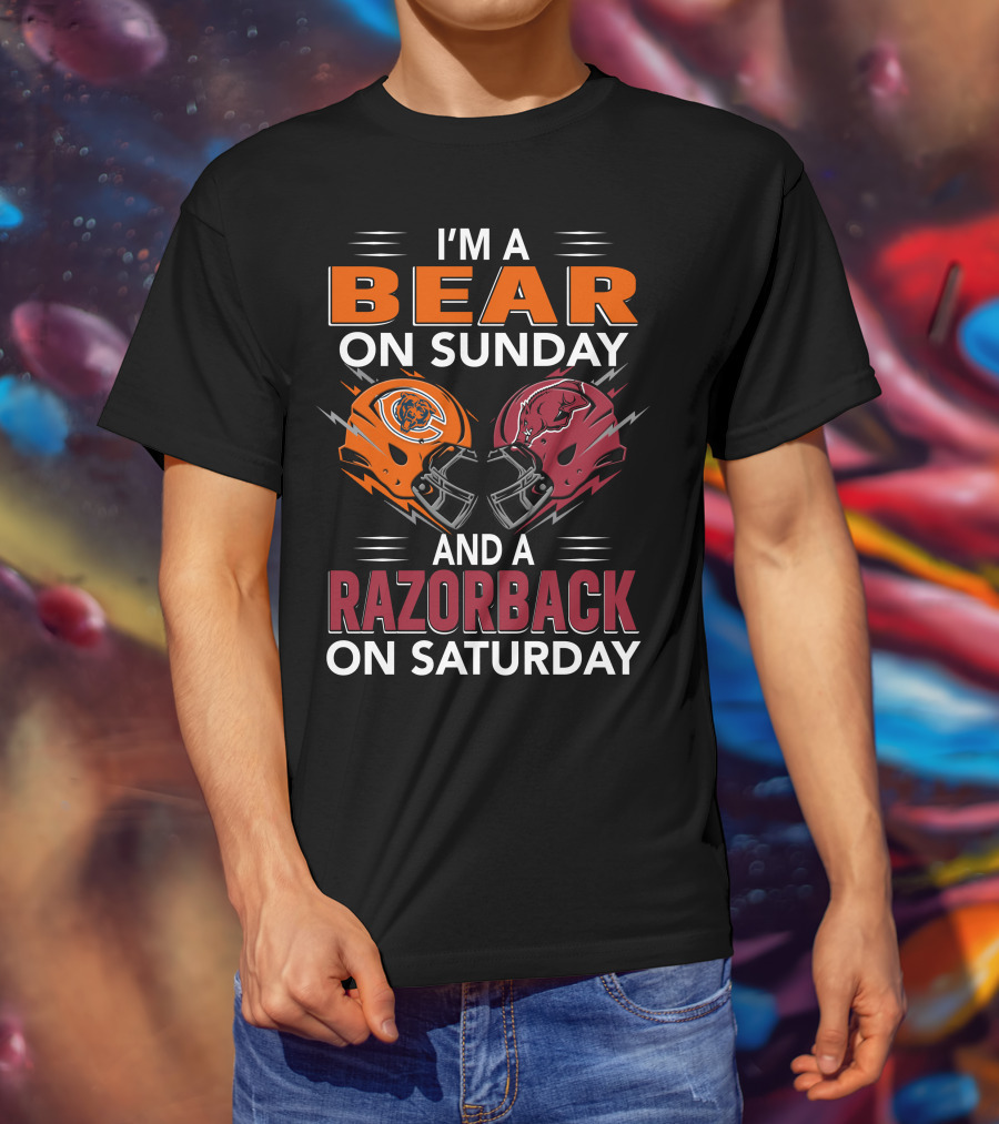 I'm A Bear On Sunday And A Razorback On Saturday Sports Football Helmets T-Shirt