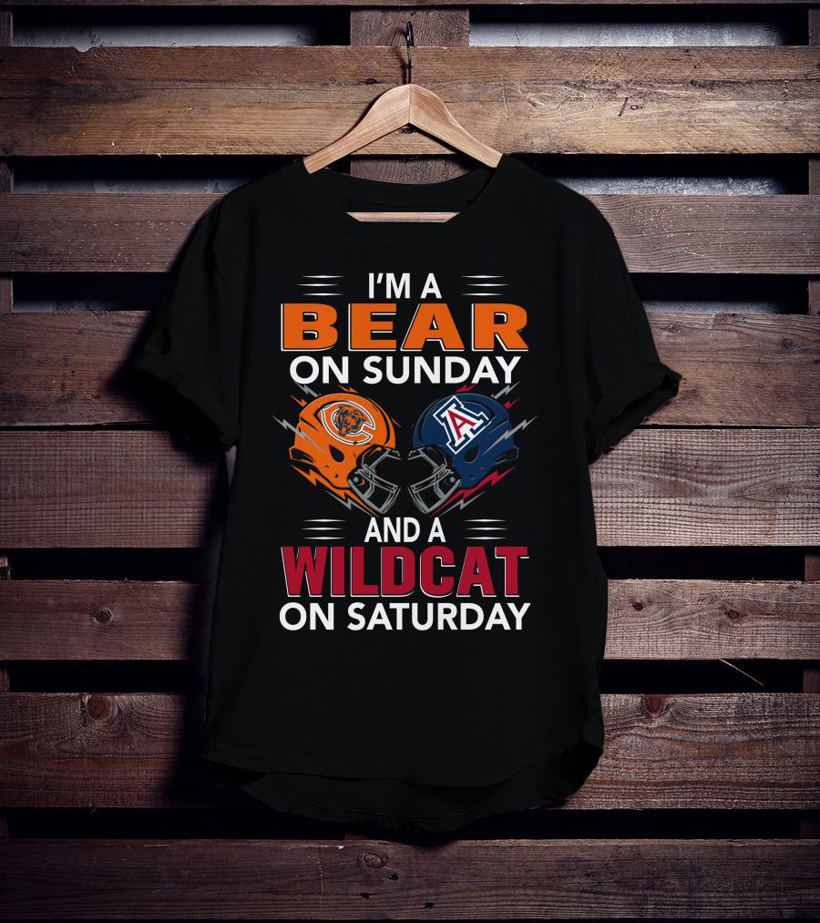 I'm A Bear On Sunday And A Wildcat On Saturday Football Helmet T-Shirt