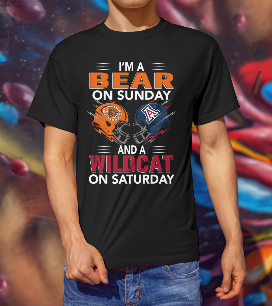 I'm A Bear On Sunday And A Wildcat On Saturday Football Helmet T-Shirt