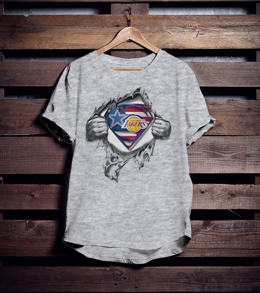 Dallas Cowboys Los Angeles Lakers Superman Logo Heroes T-Shirt