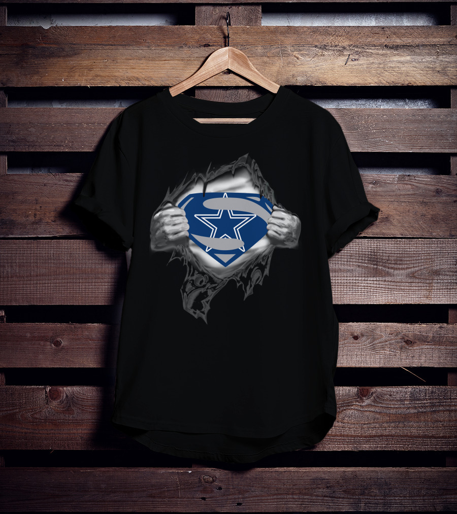 COWBOYS Superman Star Logo Rip T-Shirt
