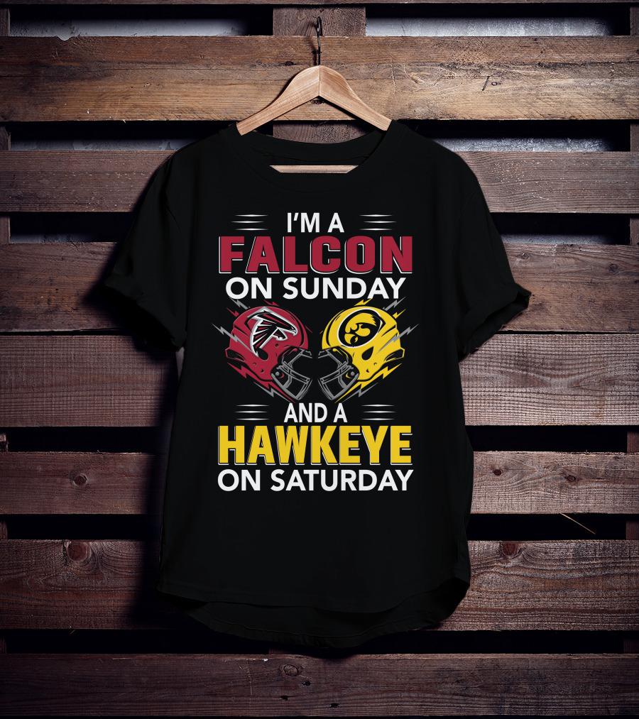 I'm A Falcon On Sunday And A Hawkeye On Saturday Football Helmets T-Shirt
