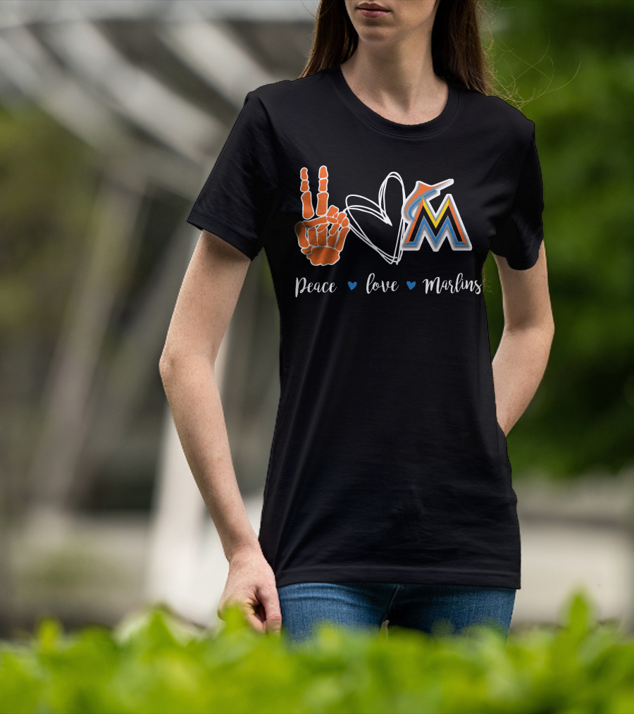 Peace Love Marlins Miami Marlins T-Shirt