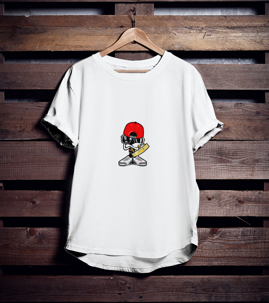 Stupid Fly Cartoon Character Red Cap Sneakers Hip Hop T-Shirt