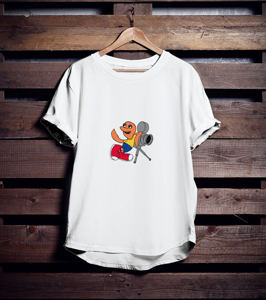 Illegal Civ Happy Cartoon Character With Camera And Red Shoe T-Shirt