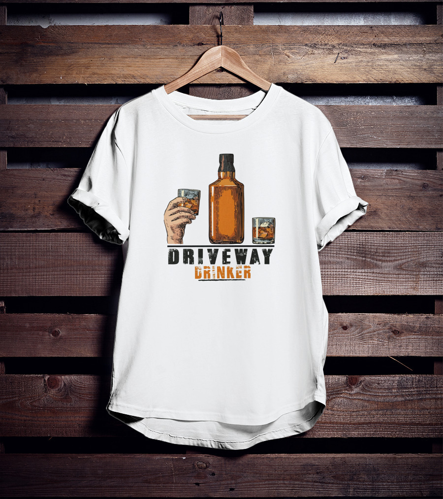 Driveway Drinker Whiskey Bottle And Glasses T-Shirt