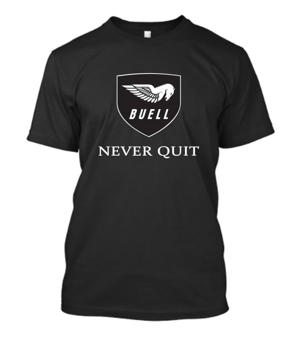 BUELL NEVER QUIT Winged Horse Emblem T-Shirt
