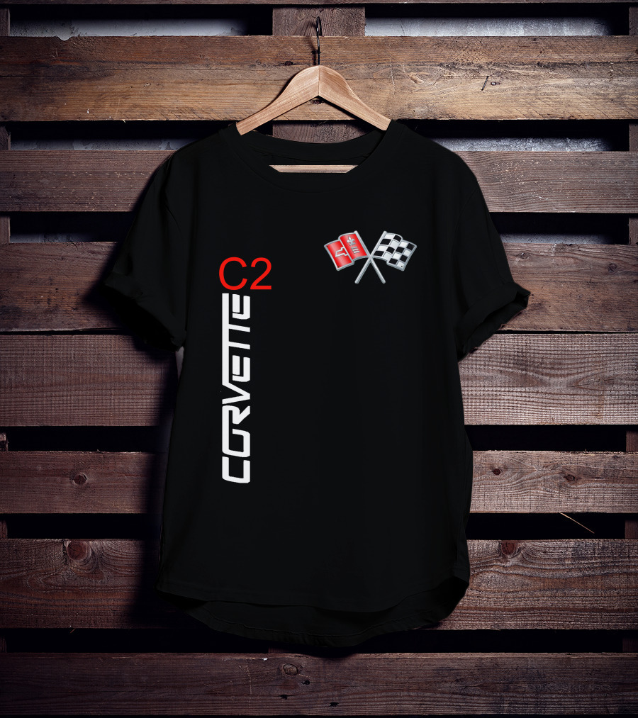 CORVETTE C2 Crossed Flags Emblem T-Shirt