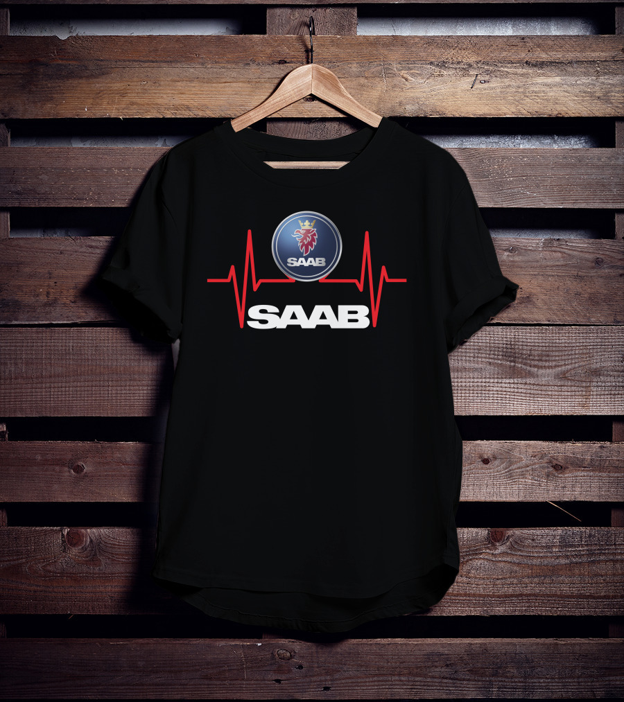 SAAB Logo With Heartbeat Line T-Shirt