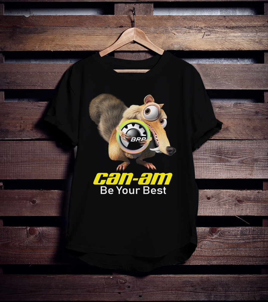 Can-Am Be Your Best BRP Scrat Holding Wheel T-Shirt