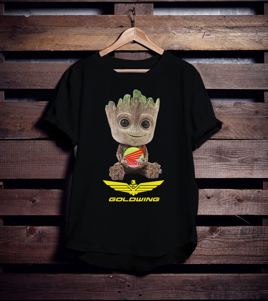 GOLDWING Honda Logo Tree Character Yellow Wings T-Shirt