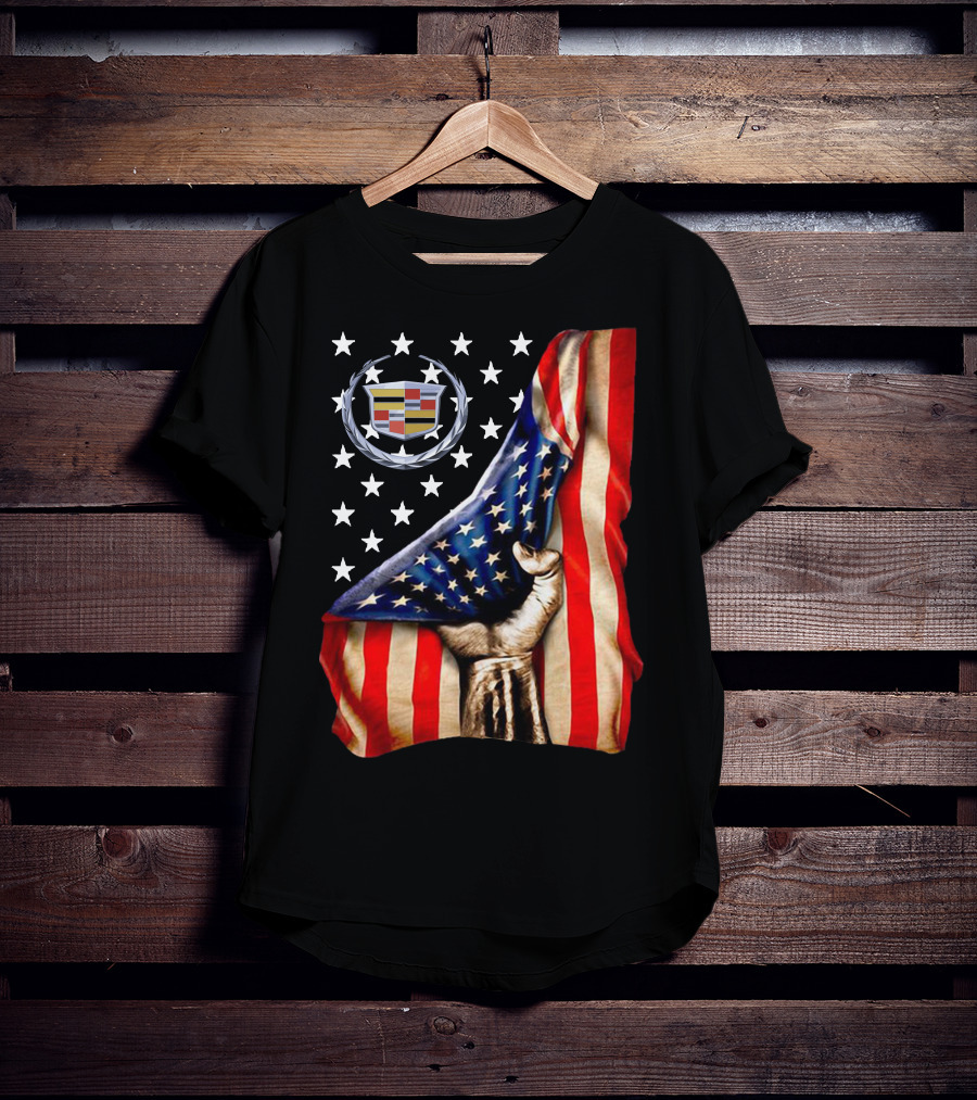 Cadillac American Flag Patriotic Car Logo T-Shirt