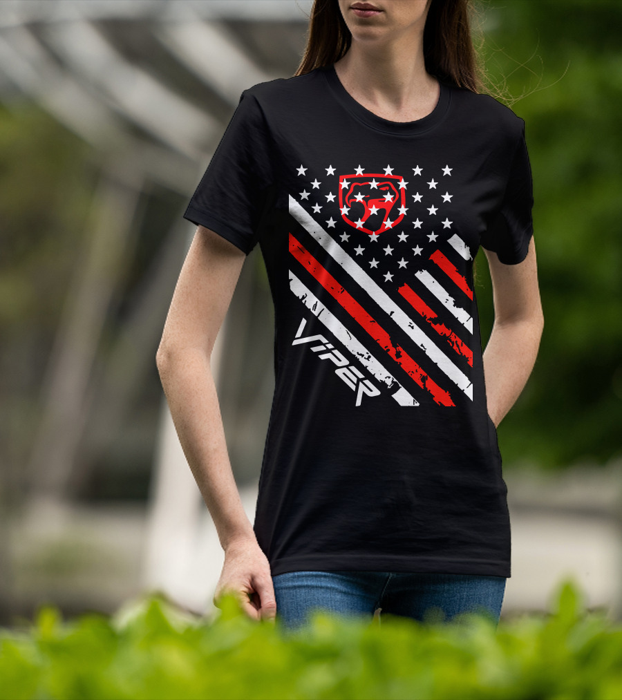Dodge Viper American Flag Stripes And Stars T-Shirt
