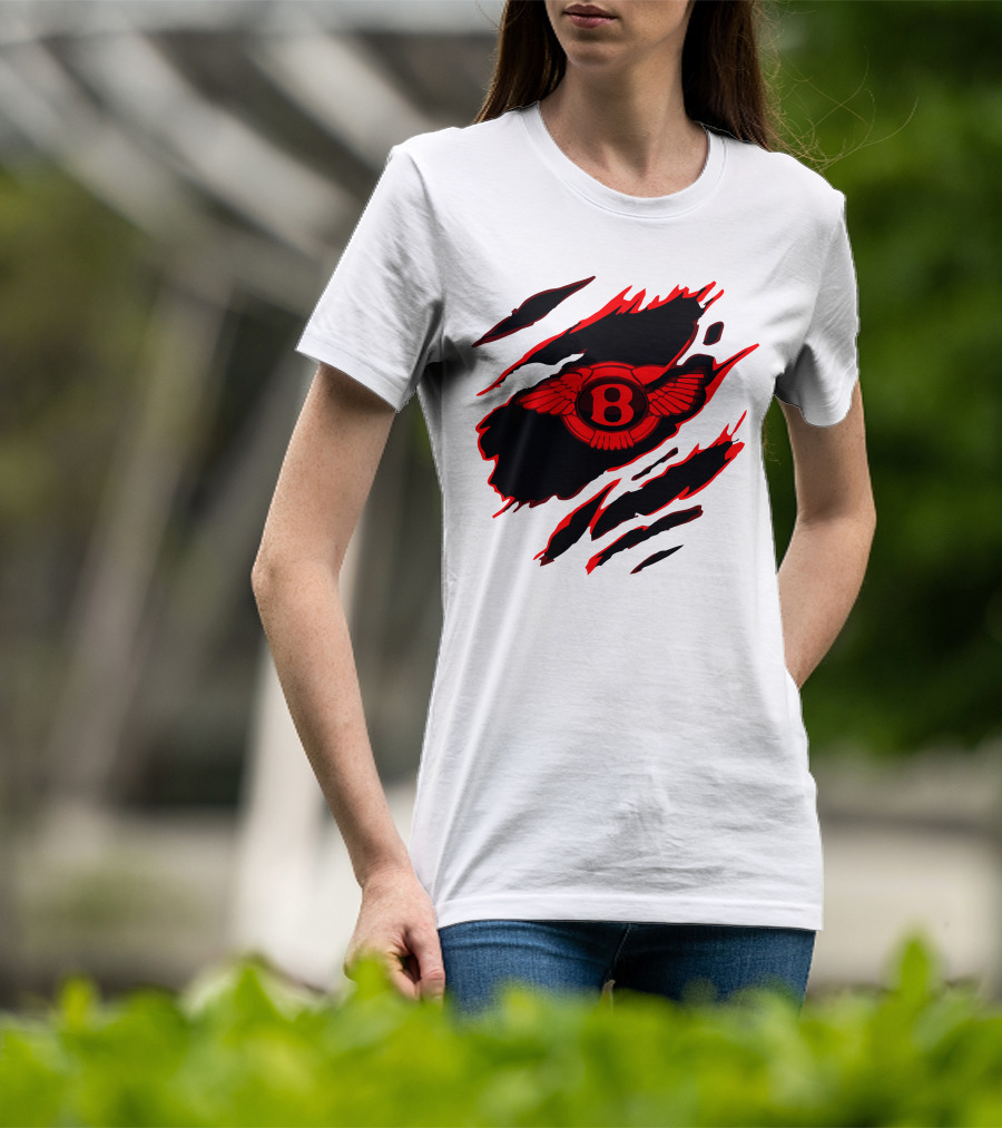 Bentley Red Winged Logo With Claw Marks T-Shirt
