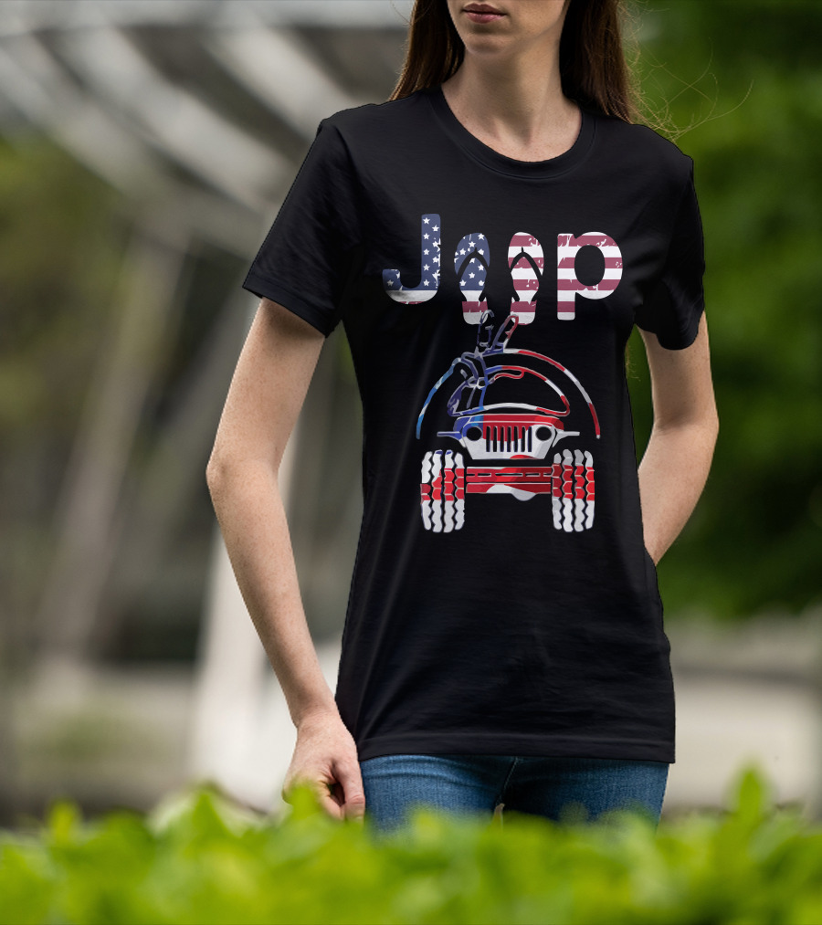 JEEP American Flag Off-Road Adventure T-Shirt